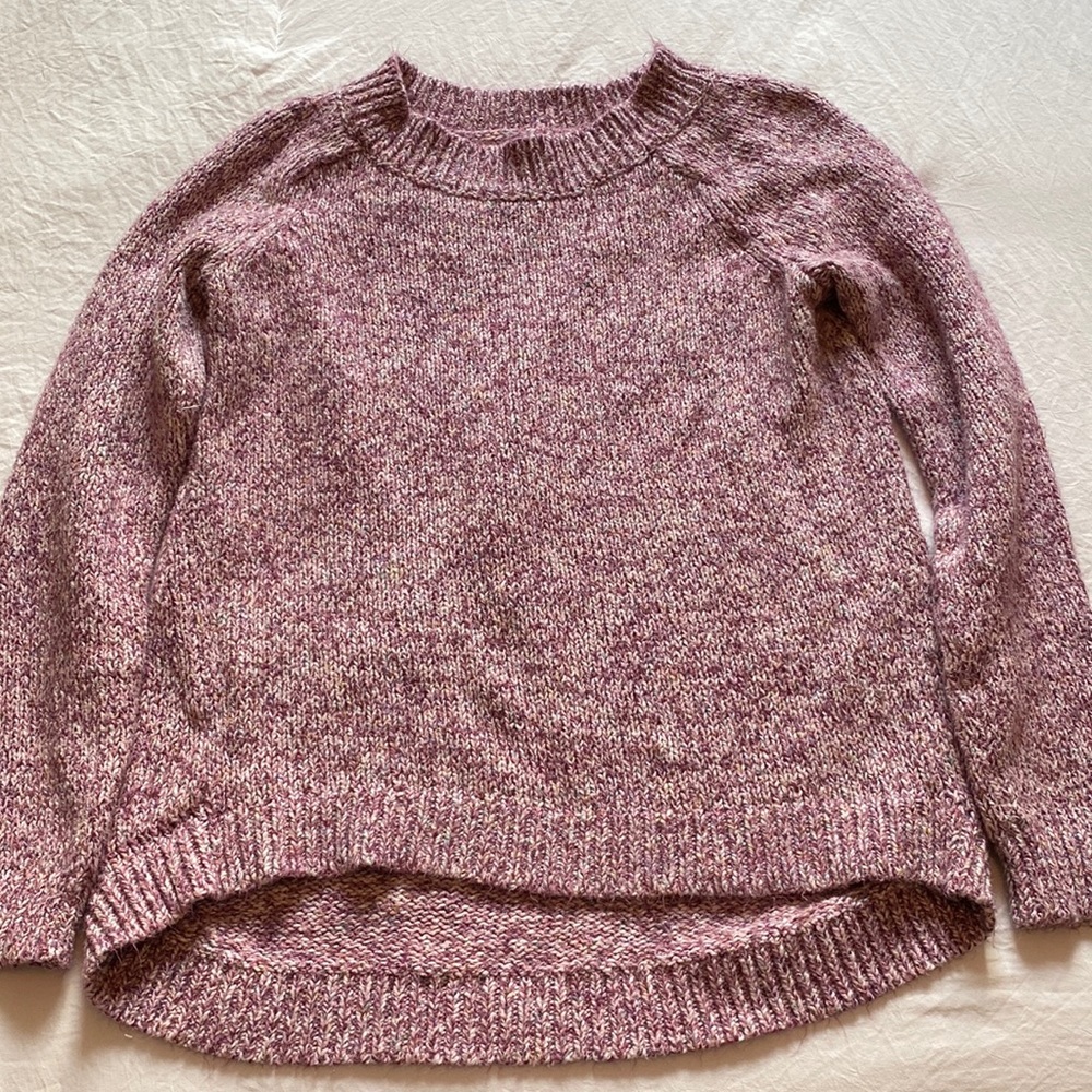 Loft Purple Speckled Rib Neck Sweater